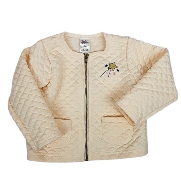 Baby Essentials Other - BABY ESSENTIALS Infant Girls Quilted Cream Star Embroidered Zip Jacket Size 18 M